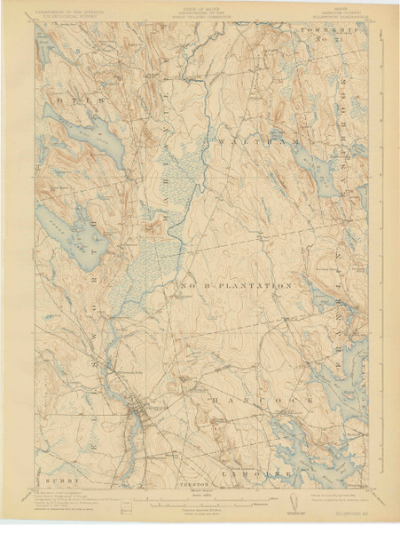 Ellsworth, Maine 1911 (1924) USGS Old Topo Map 15x15 Quad