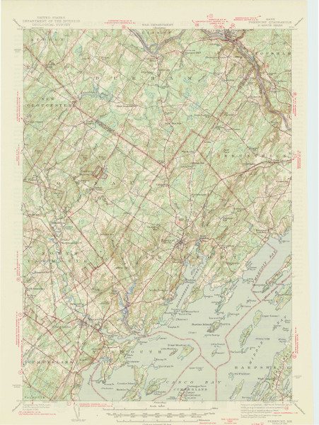 Freeport, Maine 1944 (1944 a) USGS Old Topo Map 15x15 Quad