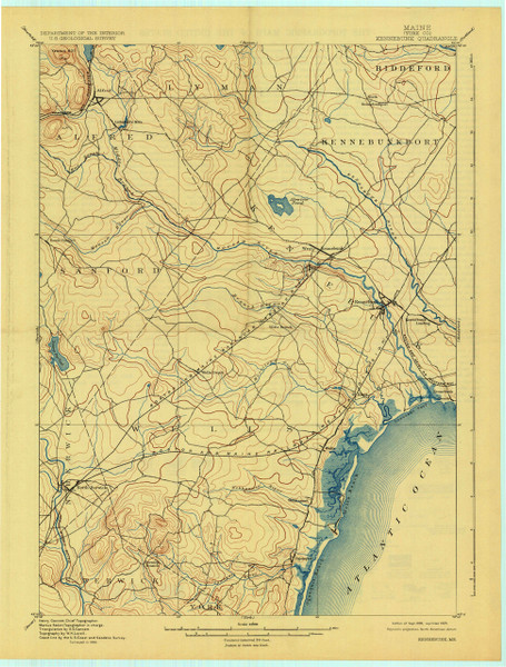 Kennebunk, Maine 1898 (1925) USGS Old Topo Map 15x15 Quad