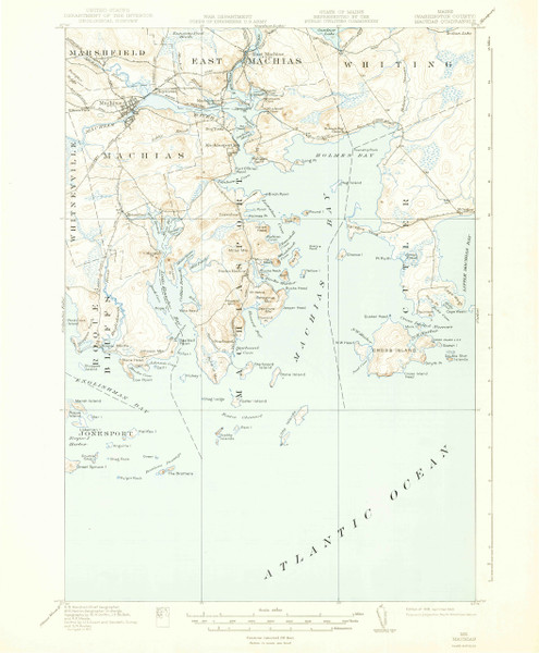 Machias, Maine 1918 (1943) USGS Old Topo Map 15x15 Quad Machias, Maine 1918 (1943) USGS Old Topo Map 15x15 Quad