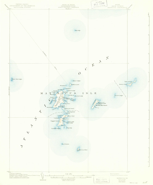 Matinicus, Maine 1906 (1942) USGS Old Topo Map 15x15 Quad Matinicus, Maine 1906 (1942) USGS Old Topo Map 15x15 Quad
