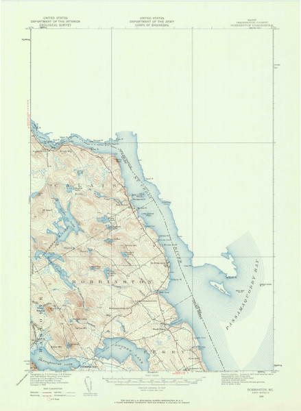 Robbinston, Maine 1929 (1961 b) USGS Old Topo Map 15x15 Quad
