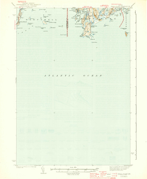 Small Point, Maine 1944 (1944 a) USGS Old Topo Map 15x15 Quad