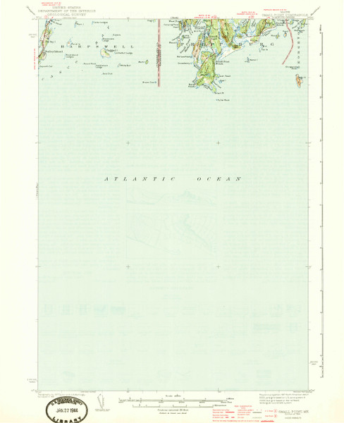 Small Point, Maine 1944 (1944 b) USGS Old Topo Map 15x15 Quad