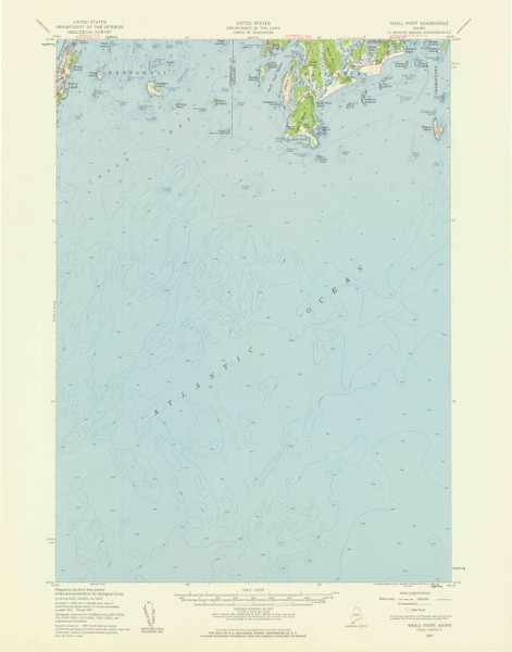 Small Point, Maine 1957 (1960 b) USGS Old Topo Map 15x15 Quad Small Point, Maine 1957 (1960 b) USGS Old Topo Map 15x15 Quad