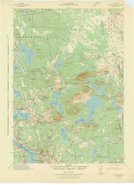 Tunk Lake, Maine 1942 (1942) USGS Old Topo Map 15x15 Quad Tunk Lake, Maine 1942 (1942) USGS Old Topo Map 15x15 Quad