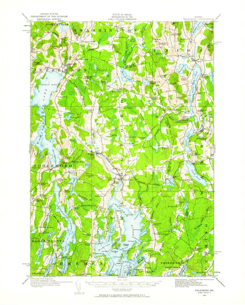 Waldoboro, Maine 1913 (1961) USGS Old Topo Map 15x15 Quad