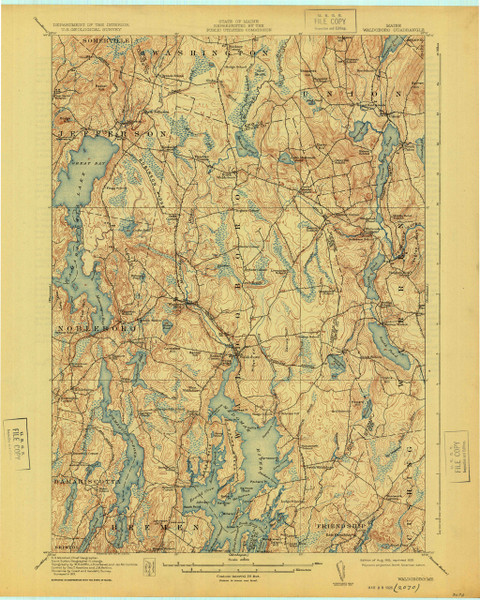 Waldoboro, Maine 1915 (1925) USGS Old Topo Map 15x15 Quad