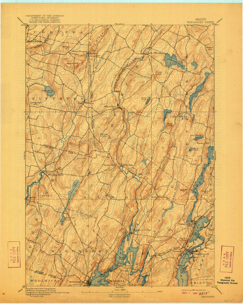 Wiscasset, Maine 1893 (1921) USGS Old Topo Map 15x15 Quad