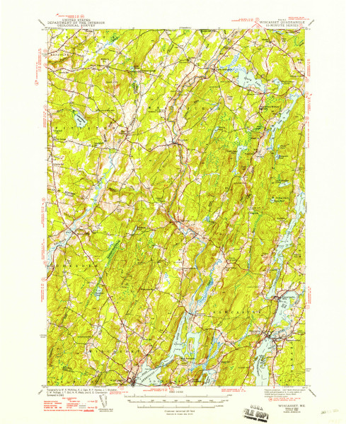 Wiscasset, Maine 1944 (1948 b) USGS Old Topo Map 15x15 Quad