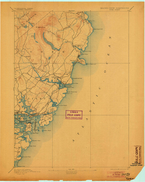 York, Maine 1893 (1904) USGS Old Topo Map 15x15 Quad