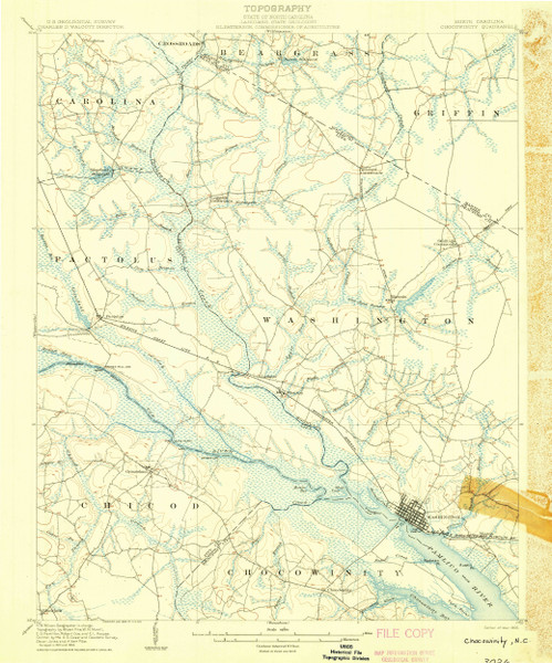 Chocowinity, North Carolina 1905 (1905) USGS Old Topo Map 15x15 Quad