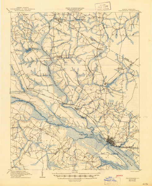 Chocowinity, North Carolina 1905 (1945) USGS Old Topo Map 15x15 Quad