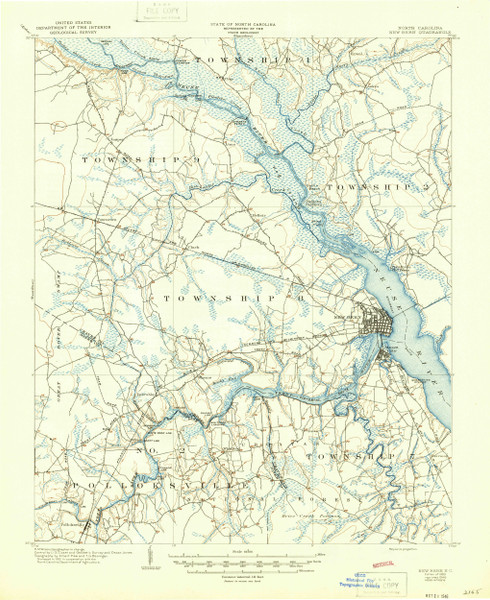 New Bern, North Carolina 1903 (1946) USGS Old Topo Map 15x15 Quad New Bern, North Carolina 1903 (1946) USGS Old Topo Map 15x15 Quad