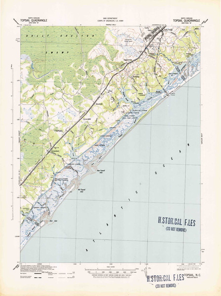 Topsail, North Carolina 1942 (1942) USGS Old Topo Map 15x15 Quad