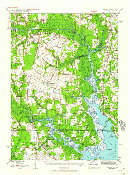Back Bay, Virginia 1939 (1959) USGS Old Topo Map 15x15 Quad