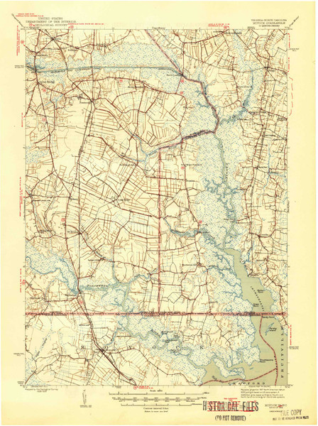 Back Bay, Virginia 1946 (1946a) USGS Old Topo Map 15x15 Quad