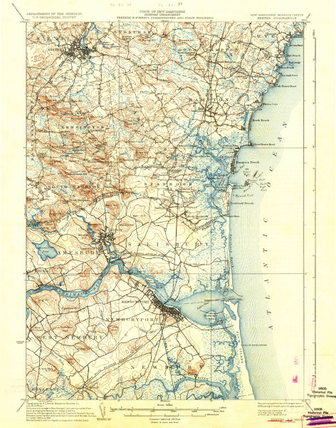 Exeter, New Hampshire 1934 (1934) USGS Old Topo Map 15x15 Quad Exeter, New Hampshire 1934 (1934) USGS Old Topo Map 15x15 Quad