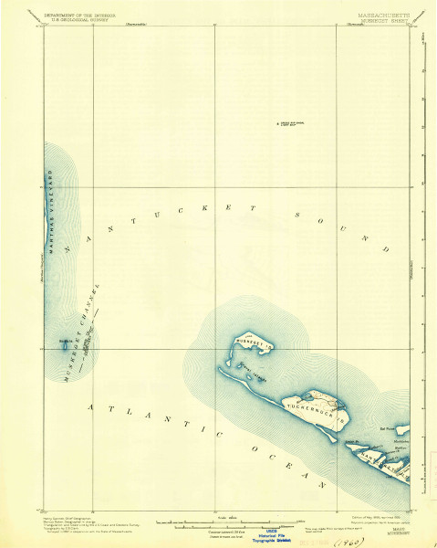 Muskeget, Massachusetts 1899 (1935) USGS Old Topo Map 15x15 Quad