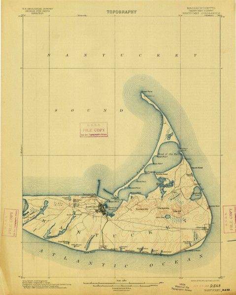 Nantucket, Massachusetts 1901 (1913) USGS Old Topo Map 15x15 Quad