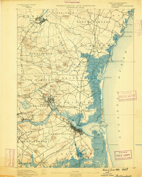 Newburyport, Massachusetts 1890 (1890) USGS Old Topo Map 15x15 Quad