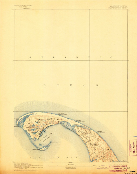 Provincetown, Massachusetts 1889 (1906) USGS Old Topo Map 15x15 Quad