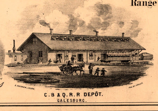 C.B.&Q. R.R. Depot - Knox Co., Illinois 1861 Old Town Map Custom Print - Knox Co. C.B.&Q. R.R. Depot - Knox Co., Illinois 1861 Old Town Map Custom Print - Knox Co.