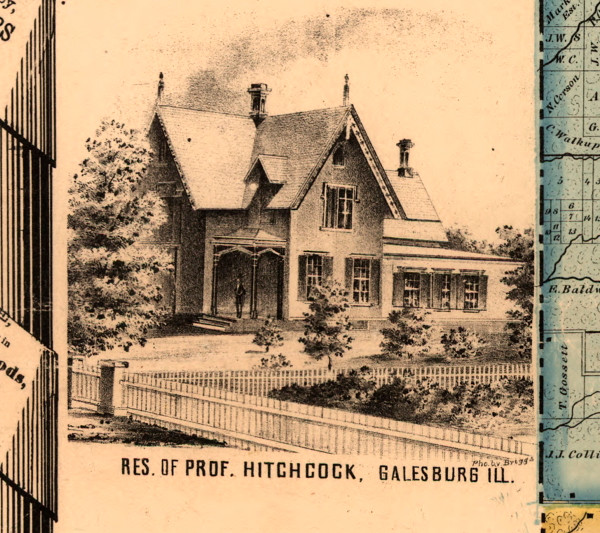 Res. of Prof. Hitchcock - Knox Co., Illinois 1861 Old Town Map Custom Print - Knox Co. Res. of Prof. Hitchcock - Knox Co., Illinois 1861 Old Town Map Custom Print - Knox Co.