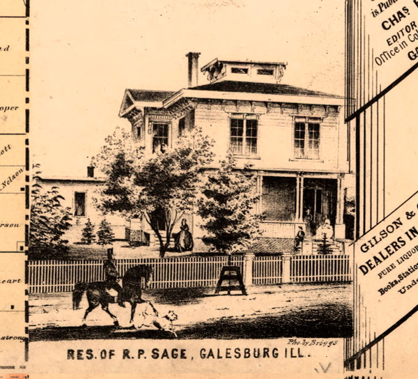 Res. of R.P Sage - Knox Co., Illinois 1861 Old Town Map Custom Print - Knox Co. Res. of R.P Sage - Knox Co., Illinois 1861 Old Town Map Custom Print - Knox Co.
