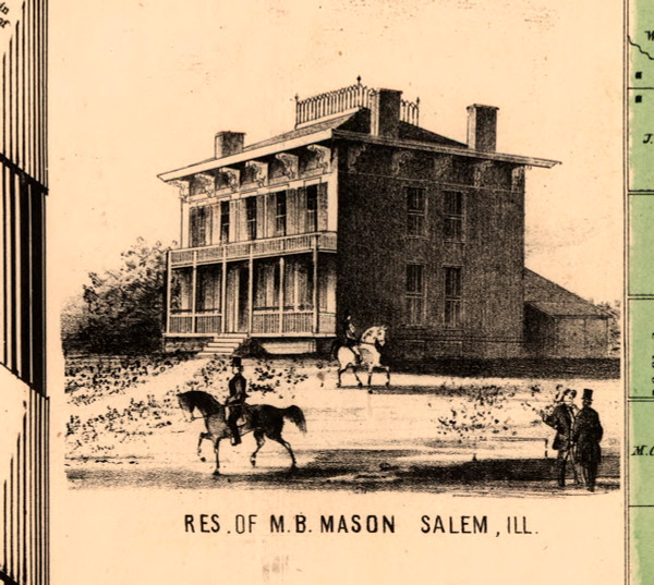 Res. of M.B. Mason - Knox Co., Illinois 1861 Old Town Map Custom Print - Knox Co.