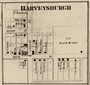 Harveysburgh Village, Mill Creek, Indiana 1865 Old Town Map Custom Print - Fountain Co.