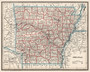 Arkansas 1893 Cram - Old State Map Reprint