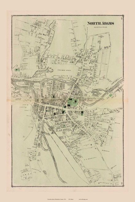 North Adams, Massachusetts 1876 Old Town Map Reprint - Berkshire Co. 23 ...