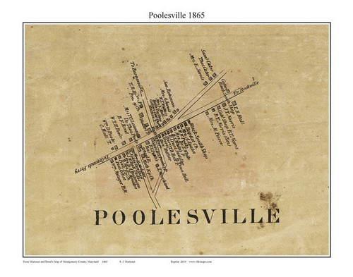 Poolesville, Maryland 1865 Old Town Map Custom Print - Montgomery Co ...