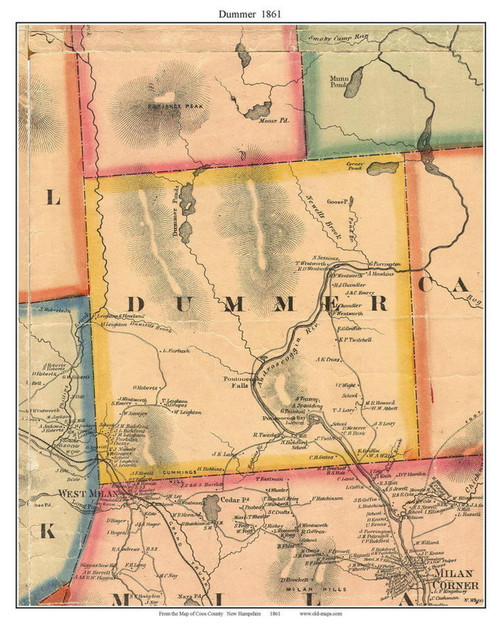Dummer Dummer, New Hampshire 1861 Old Town Map Custom Print - Coos Co. - OLD MAPS