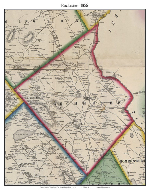 Rochester New Hampshire 1856 Old Town Map Custom Print Strafford Co Rochester 1856 Web 