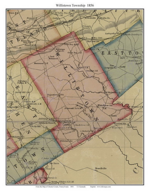Willistown Township, Pennsylvania 1856 Old Town Map Custom Print ...