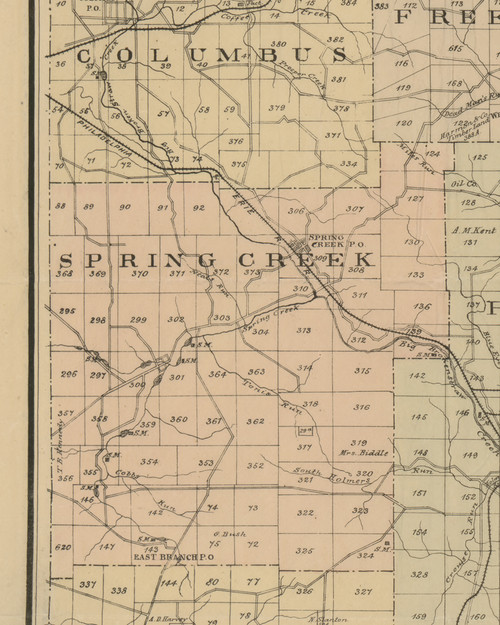Springbrook Pa Map Spring Creek Township, Pennsylvania 1882 Old Town Map Custom Print ...