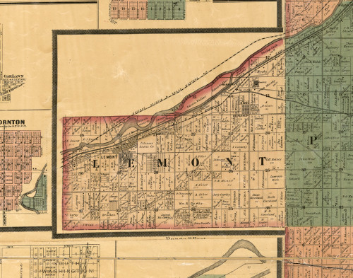 Lemont, Illinois 1886 Old Town Map Custom Print - Cook Co. - OLD MAPS