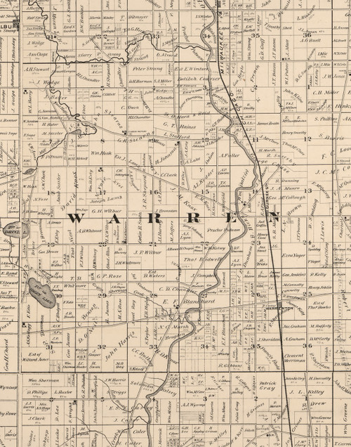 Warren, Illinois 1873 Old Town Map Custom Print - Lake Co. - OLD MAPS