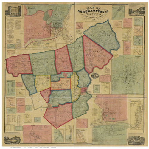 Northampton County Pennsylvania 1860 - Old Map Reprint - OLD MAPS