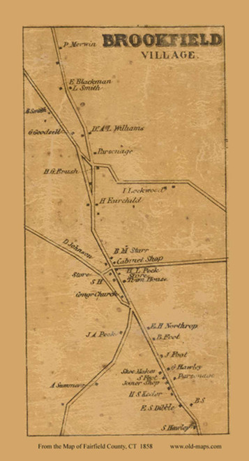 Brookfield Village Brookfield Connecticut 1858 Fairfield Co Old 1858 3x5 Web 
