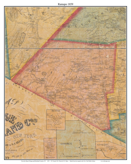 Ralph Rambo Maps Rampo, New York 1859 Old Town Map Custom Print with Homeowner Names ...