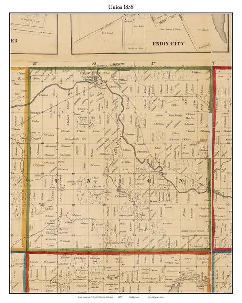 Union Spring Michigan Union, Michigan 1858 Old Town Map Custom Print - Branch Co. - OLD MAPS
