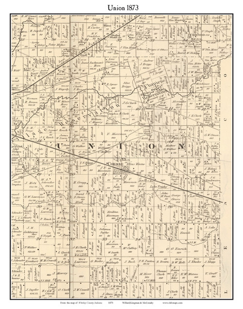 Union, Indiana 1873 Old Town Map Custom Print - Whitley Co. - OLD MAPS