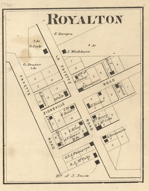 Royalston Village - Eagle Indiana 1865 Old Town Map Custom Print ...