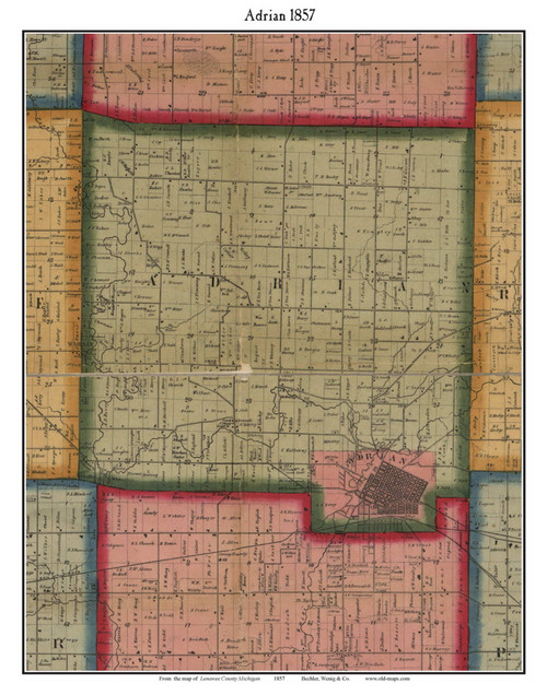 Adrian Michigan 1857 Old Town Map Custom Print Lenawee Co OLD MAPS Adrian 1857 11x14v Web 