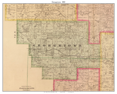 Georgetown, Indiana 1882 Old Town Map Custom Print - Floyd Co. - OLD MAPS