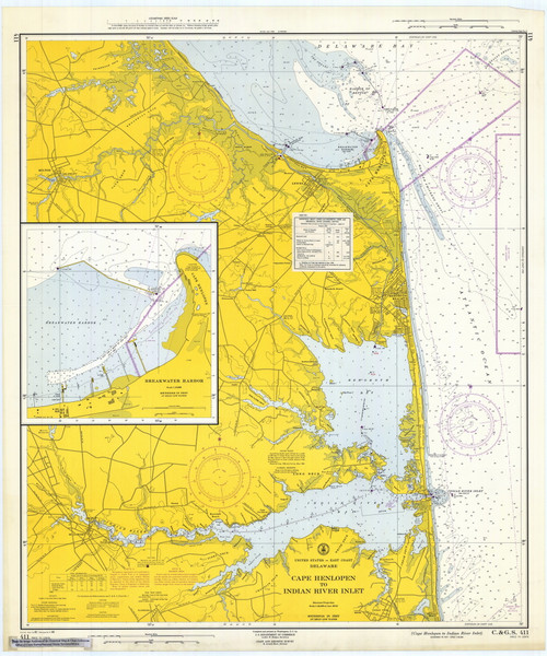 Cape Henlopen to Indian River Inlet 1964 - Old Map Nautical Chart AC ...