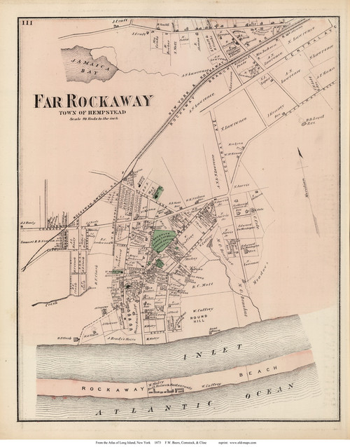 Far Rockaway Village Hempstead New York 1873 Old Town Map Reprint Hempstead FarRockaway 1873 Web 
